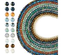 FASHEWELRY Lot de 2 030 perlas redondas facetas de vidrio galvanizado para fabricación de pulseras, collares, joyas, manualidades creativas