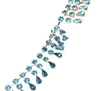 Fashion 2 Rows Round Water Drop Pendant Tassel Diamante Trims Rhinestone Crystal Chain Diy Necklace Clothing Shoes Accessories(Color 20,45cm)