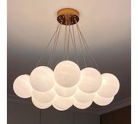 Fashion 7/13 Nordic Milk Globe Dining Room White Frosted Glass Ceiling Pendant Gold Bubble Mid Century Hanging Chandelier for Farmhouse Bedro Light Fixture(White