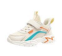 Fashion All Children Sports for Boys and Girls Flat Bottoms Non Lightweight Mesh Breathable Comfortable and Casual Sport Shoes, beige, 30 EU