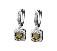 Fashion and Popular Square Bag One Imitation Moissanite Silver Earrings for Women Zircon Ear Clips And Earrings Strass Pendientes de aro, A, Cobre, Sin piedra preciosa