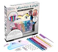Fashion Angels Shimmer & Style Tinsel Hair Styling Kit - Kit de extensiones de cabello, gemas y bandas de brillo con accesorios - Set creativo de estilo para niñas preadolescentes y adolescentes
