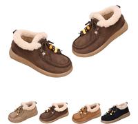 Fashion Beaded Lace Up Comfort Round Toe,Women's Suede Fur Lined Flat Loafers with Lace,Warm Cotton Shoes Women's Suede Platform Loafers,Women Lined Slip-On Shoes (Coffee,38)