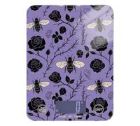 Fashion Black Rose Bee - Especias moradas a escala pequeña para alimentos, 11 libras/1 onzas, báscula de cocina de 5 kg/5 g con 4 unidades para hornear especias (pilas no incluidas)