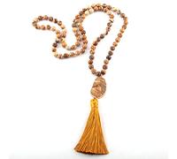 Fashion Bohemian Tribal Jewelry Piedras Naturales Longos Longos de Piedra de Luna Anudada Collar Mujer Mujeres