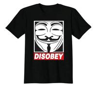 Fashion Casual Disobey V For Vendetta Unisex 100% Cotton Short-Sleeve T-Shirts Black M