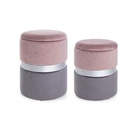 Fashion Commerce KONTE.Design Juego de 2 Puf contenedor Polina de Terciopelo Rosa-Gris
