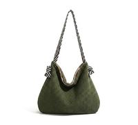 Fashion Corduroy Shoulder Bag for Women, Large Soft Solid Tote Handbag, Crossbody Purse with Stripe Strap, Trendy Travel Cloth Bag, Minimalist Casual Large Capacity (Green)
