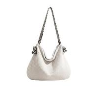 Fashion Corduroy Shoulder Bag for Women, Large Soft Solid Tote Handbag, Crossbody Purse with Stripe Strap, Trendy Travel Cloth Bag, Minimalist Casual Large Capacity (Beige)