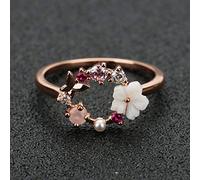 Fashion Creative Butterfly Flowers Anillos de boda para el dedo para mujeres Rose de circón Anillo de glamour joya de joya de regalo Bijoux