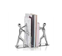 Fashion Creative Stainless Small Humanoid Bookend Pair Kung Fu Man Book Organizer Metal Book File Home Office Library Decoration Birthday Gift(a)