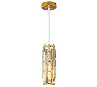 Fashion Dining Room Chandeliers Semi Flush Mount Ceiling Fixture, Industrial Farmhouse Chandelier Metal Crystal Pendant for Kitchen Isl(Gold,1 Light)