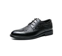 Fashion Dress Formal Shoes for Men Burnished Leather Lace-up Breathable Non Slip Anti-Slip Rubber Sole Block Heel Wedding(Noir,41 EU)