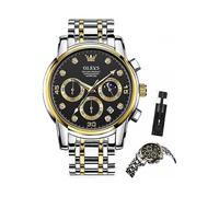 Fashion Dress Watches for Men Male Analog Quartz Stainless Steel Waterproof Luminous Day Date Two Tone