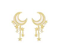 Fashion Elegant Zircon Star Moon Tassel Pendant Ladies Christmas Party Banquet Jewelry High-End Earrings