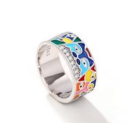 Fashion Evil Eye Ann for Women Su colorido esmalte grueso Declaración Aestésica Anillos Estéticos 925 Silver Blue Hamsa Cz Dainty Colorful Ojes Ojo Rings Lucky Protection Jewelry Regals (8#)