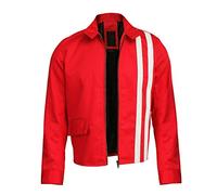 Fashion_First Chaqueta de motociclista de algodón rojo y azul con rayas blancas para hombre, chaquetas ligeras para exteriores, rosso, XL
