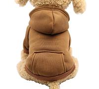 Fashion Focus On New - Suéteres de Invierno con Capucha para Perros con Bolsillos, Ropa cálida de algodón para Perros pequeños, Abrigo de Chihuahua, Ropa para Cachorros y Gatos (café, S)
