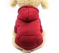 Fashion Focus On Sudadera con Capucha para Perro, con Bolsillos, de algodón cálido, para Perros pequeños, Chihuahua, Ropa para Cachorros y Gatos, XXS, Rojo Vino