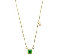 Fashion for Women Square with Created Emerald and Moissanite Pendant Necklaces 42CM, 18K Yellow Gold, Cubic Zirconia