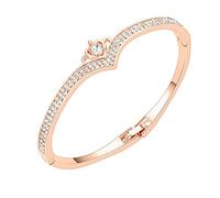 Fashion Girl - Pulsera de oro rosa popular con forma de corazón de Europa y Estados Unidos, pulsera de corona incrustada, versión coreana de joyería occidental para mujeres, One Size, Metal, No es una