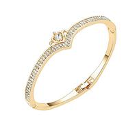 Fashion Girl - Pulsera de oro rosa popular con forma de corazón de Europa y Estados Unidos, pulsera de corona incrustada, versión coreana de joyería occidental para mujeres, One Size, Metal, No es una