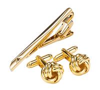 Fashion Gold Cufflinks Necktie Clip for Tie Pin for Mens Gift Classic Pattern Tie Bar Cufflinks Tie Clip Set