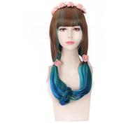 Fashion Harajuku ita Wavy Long Ombre Wig Cosplay Costume Brown Pink Blue Synthetic Hair Wigs For Women OneSize PL-129