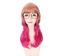 Fashion Harajuku ita Wavy Long Ombre Wig Cosplay Costume Brown Pink Blue Synthetic Hair Wigs For Women OneSize PL-111
