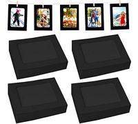 Fashion HW 40 marcos de fotos de papel negro para manualidades, marco para colgar fotos de pared, álbum+cuerda+clips, juego de decoración de pared DIY 10 x 15 cm