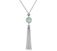 Fashion HW Collar de cadena larga con colgante de borla de resina, estilo bohemio, para mujer, cambio de color, Resina Plata