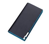 Fashion ID - Cartera larga de color sólido para hombre, con múltiples ranuras para tarjetas, cartera de cuero occidental (A, talla única)