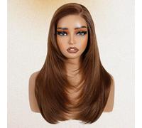 FASHION IDOL Wear to go lace frontal sintético peluca con pelo de bebé pre plucked sintético peluca de aspecto natural para mujer 65 cm sin pegamento peluca frontal de encaje