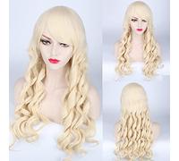Fashion ita Long Wavy Blonde Brown Cosplay Wig With Bangs Synthetic Hair Halloween Costume Party Play Wigs For Women OneSize lightblonde