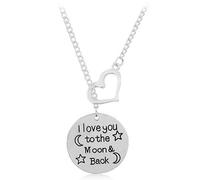 Fashion Lady I Love You to The Moon And Back Hollow Heart Love Pendant Necklace Portátil y útil Convenient Design