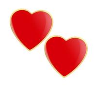 Fashion Lapel Pins 2pcs Enamel Red Heart Brooch for Wedding Memorial Day