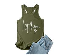 Fashion Let Them Self Love - Camiseta sin mangas para mujer, con letras, básicas, espalda cruzada, cuello redondo, casual, moderna, para salir, con gráfico Y2K, verano, primavera 2026, linda, Ejercito