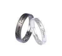 Fashion Letters Love Forever Anillo para Pareja para Hombre Mujer Anillo de Apertura Ajustable en Blanco y Negro Anillo de Compromiso para Boda Regalo de Joyería Fashion Processing