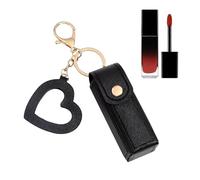 Fashion Lipstick Holder - Portable Cosmetic Case for Gift Giving | PU Leather with Heart Pendant, 9x3cm Size, 21g Lightweight Storage Bag for Perfume, Nail, Purse, Christmas