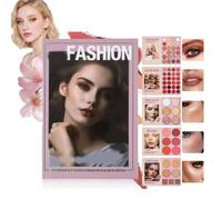 Fashion Makeup Palette Book, 5 Layer Makeup Book Palette, Multifunctional Fashion Make Up Book, Professional 24-Color Eyeshadow Palette, Long Lasting High Pigment Highlighter & Blush for Women (B)