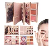 Fashion Makeup Palette Book - Multifunctional Portable Eyeshadow and Face Makeup Set for College Students, Travelers, Beginners, Professionals, Artists, Brides, and Beauty Lovers, Compact - K
