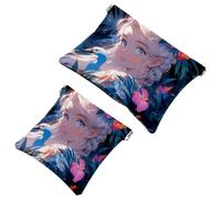 Fashion Meets Función: Starry Sky Flamingo Girl-909 Bolsa de maquillaje impermeable - Bolsa portátil, multicolor, A：7.1x5.8in/18x14.8cm，B:4.7x4.5in/12x11.5cm