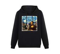Fashion Mona Lisa Starry Knight Art Funny Group Selfie Cell Phone Meme Hoodies Long Sleeve Pullover Loose Hoody Mens Sweatershirt Size M