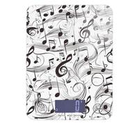 Fashion Music Score - Báscula de cocina blanca para alimentos, 11 libras/1 onzas, 5 kg/5 g, báscula digital pequeña en gramos con 4 unidades para pérdida de peso, preparación de comidas expreso (pilas