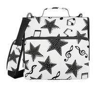 Fashion Music Score White Star - Carpeta con cremallera de 3 anillos de 3 anillos con asa, múltiples bolsillos, organizador de suministros escolares para la escuela y la oficina