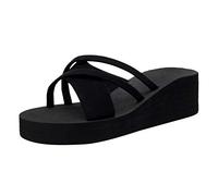 Fashion Non Slip Breathable Beach Summer Toe Women Oppen Slippers Shoes Femen's Slippers (Black, 39) #278
