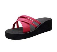 Fashion Non Slip Breathable Beach Summer Toe Women Oppen Slippers Shoes Femen's Slippers (Red, 39) #59