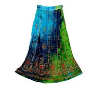 Fashion of India Vestido largo bohemio para mujer, estilo gitano, hippie, bohemio, chic, Mezcla azul, verde y azul marino, Regular