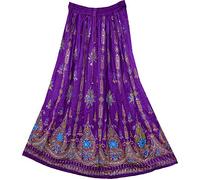 Fashion of India Vestido largo bohemio para mujer, estilo gitano, hippie, bohemio, chic, Púrpura, azul, Regular