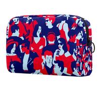 Fashion People - Bolsa de cosméticos para mujer, neceser de viaje, grande, bolsa organizadora con cremallera, multicolor, 18.5x7.5x13cm/7.3x3x5.1in, Neceser